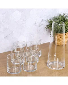 Glass jar set with cups, 7 pieces