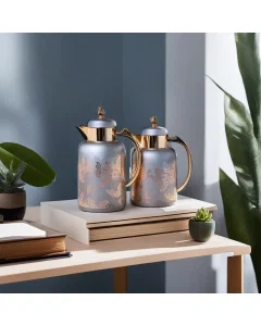 Dark gray gilded chrome thermos set of 2 pieces