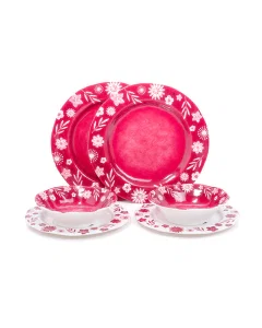 Melamine dinner set 18 pieces, red