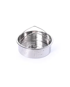 Round steel strainer with small handle
