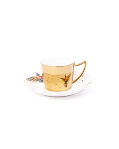 Set of golden coffee cups of 12 pieces