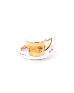 Set of golden coffee cups of 12 pieces