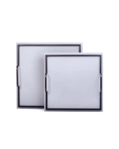 Large Gray Leather Serving Tray Set 2 Pieces