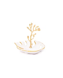 White and golden marble suitcase