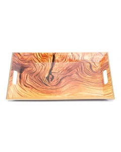 Yellow brown rectangular serving tray