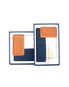 A set of navy blue rectangular tofareyas, 2 pieces