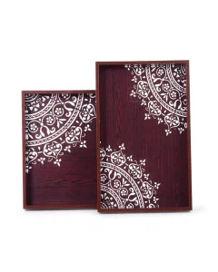 A brown wooden rectangular tofa set of 2 pieces