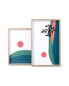 Wooded rectangular tofareya set, 2 pieces