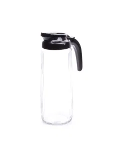 Embossed glass jake with black lid