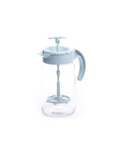 Glass jake with blue plastic blender