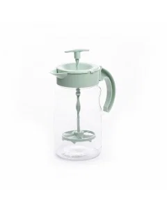 Glass jake with green plastic mixer