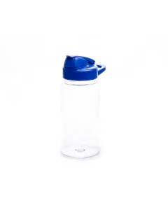Small blue plastic water bottle