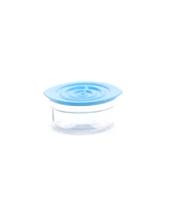 Glass jar with blue lid