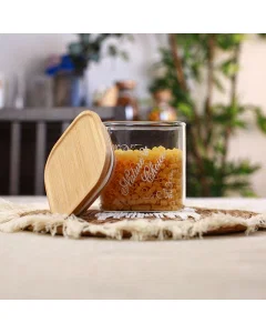 700ml glass spice jar with wooden cover