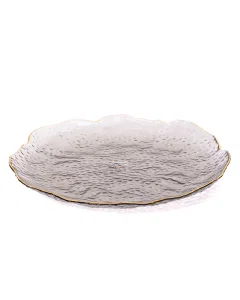 Large gilded black glass serving bowl