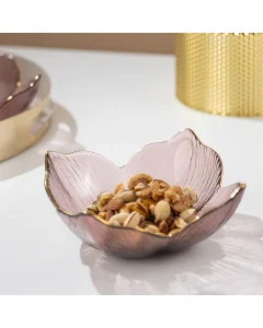 Set of 2pcs purple gilded glass bowl