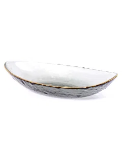 Black gilded glass serving dish