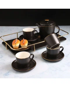 Black Porcelain jug with tray