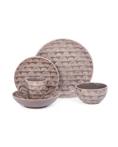 Dark brown stoneware dinner set of 20 pieces