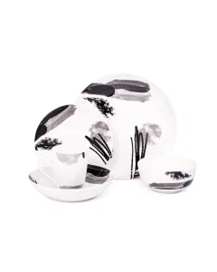 Black marble porcelain dinner set 20 pieces