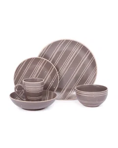 Dark brown stoneware dinner set of 20 pieces