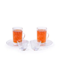 A set of 18-piece bowls and cups with a white pattern