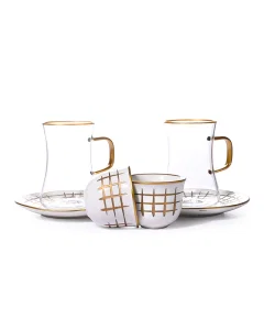 A set of 18-piece golden handles and cups