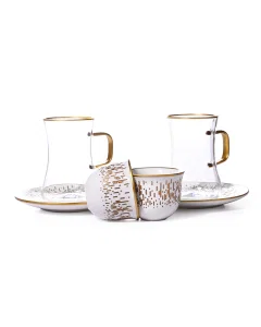 A set of 18-piece golden handles and cups