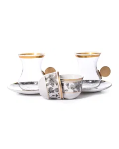 A set of 18-piece golden handles and cups