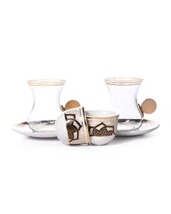 A set of 18-piece golden handles and cups