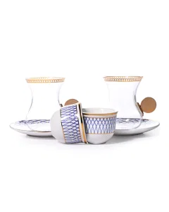 A set of 18-piece golden handles and cups