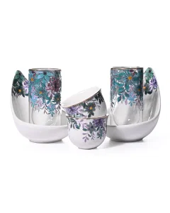 A set of 18-piece teapots and cups with an engraving