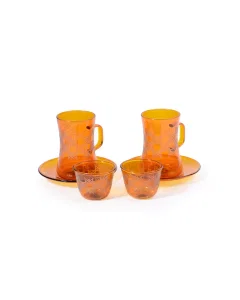 18-piece set of teapots and cups, honey pattern