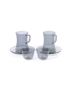 Gray 18-piece set of bowls and cups