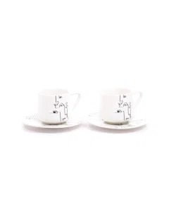 12-Piece Tea Cup Set White Black
