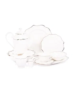 Porcelain dinner set, 43 pieces, silver