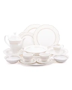 Omada dinner set 43 pieces white gold edges