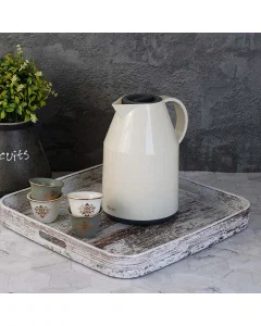 Swan 1 liter thermos, cream and gray lid