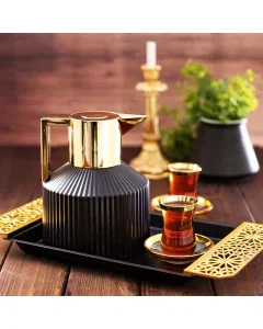 Lamoda thermos second edition, black, golden, 1 liter black