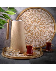 Pino thermos wooden with golden handle 1 liter