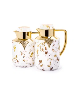 Amjad golden marble thermos set