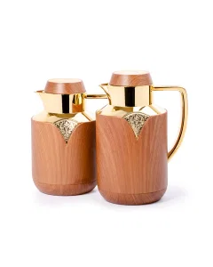 Amjad light wooden thermos set