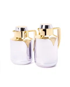 Amjad Chrome Golden Thermos Set