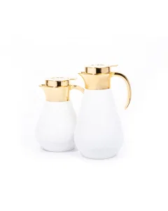 Aseel thermos set, 2 pieces, golden, white steel
