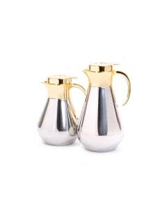 Aseel thermos set, 2 pieces, golden, silver steel