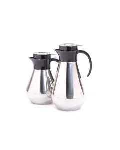 Aseel thermos set, 2 pieces, black and silver steel