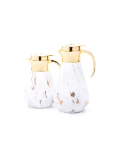 Aseel thermos set, 2 pieces, golden marble steel
