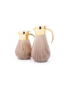 Aseel thermos set, 2 tablets, golden wooden steel