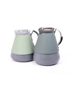 Lamar thermos set, 2 pieces, green and gray leather