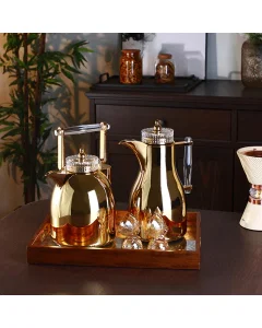 Golden Shahd thermos set with transparent handle